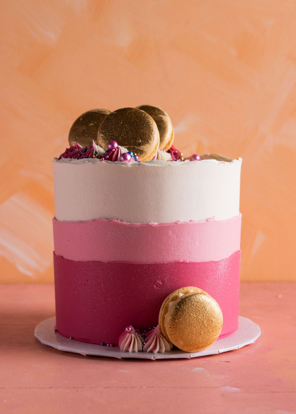 Gilded Gradient Macaron Cake