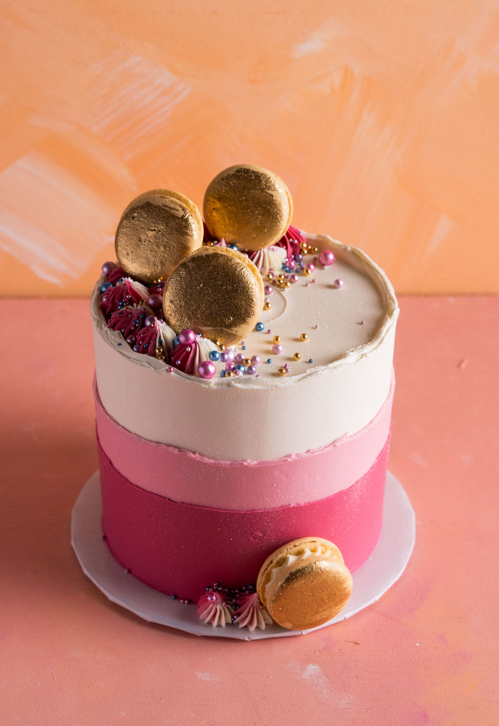 Gilded Gradient Macaron Cake